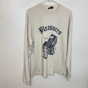 Pleasures‎ Every Day Is Like Sunday Waffle Knit Thermal Shirt Cream Mens Large